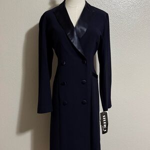 Vintage NWT Studio I Women’s Long Coats Navy Blue Side 12